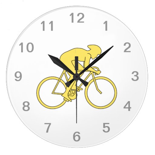 Image of Bicycle Rider in Yellow. Large Clock