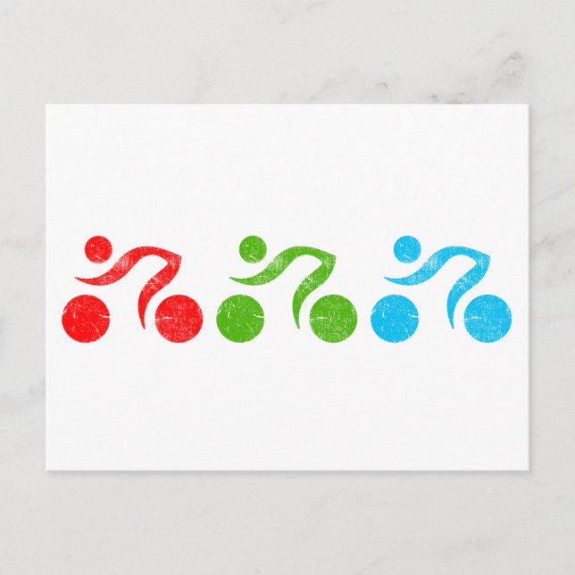 Bicycle riders in action postcard (Front)