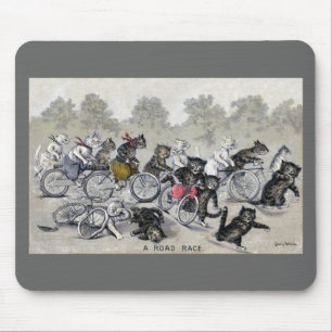 Bicycle Riding Cats Mouse Mat