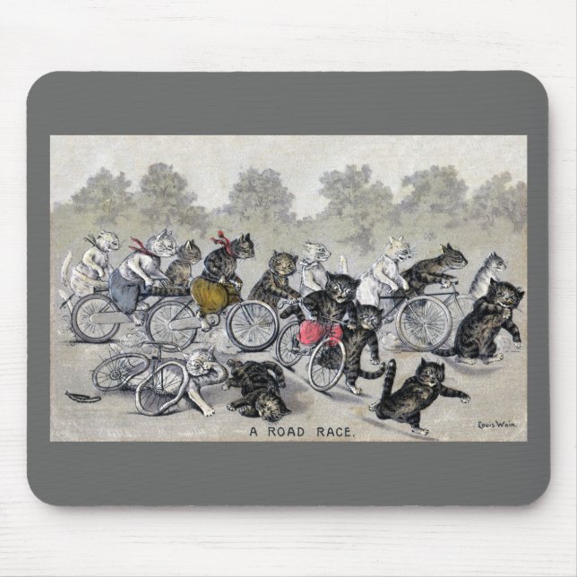 Bicycle Riding Cats Mouse Mat (Front)