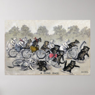 Bicycle Riding Cats Poster