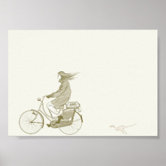 Bicycle Riding with Dinosaur 7x5 Poster