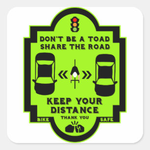 Bicycle Road Safety Awareness Square Sticker