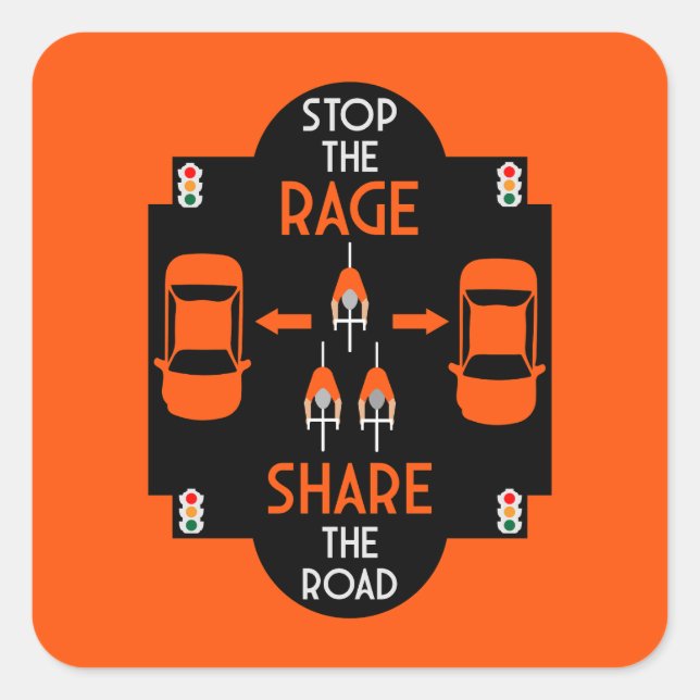 Bicycle Road Safety Square Sticker (Front)