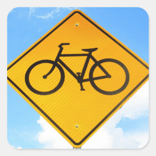 Bicycle Road Sign Square Sticker