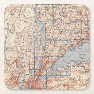 Bicycle Roads in New York and Conneticut 4 2 Square Paper Coaster