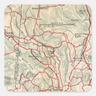 Bicycle Roads in New York and Conneticut 9 Square Sticker