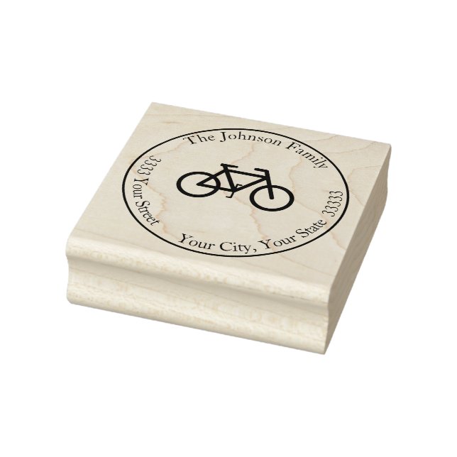 Bicycle Round Return Address Rubber Stamp (Stamp)