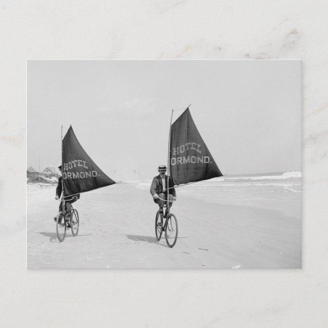 Bicycle Sailing On The Beach Postcard (Front)