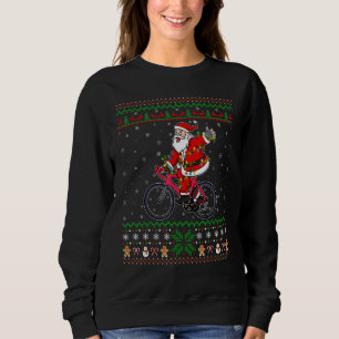 Bicycle  Santa Riding Bicycle Cycling Ugly Christm Sweatshirt