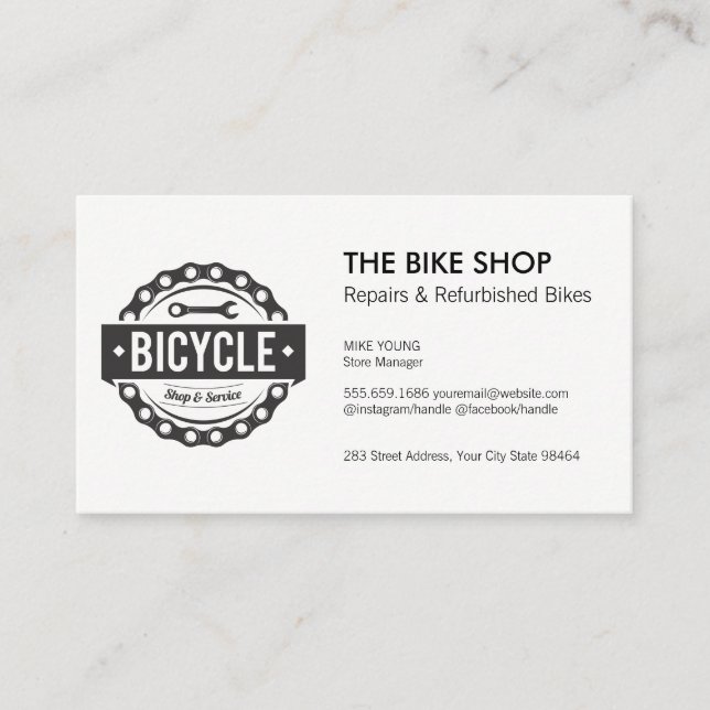 Bicycle Shop and Service Logo Appointment Card (Front)