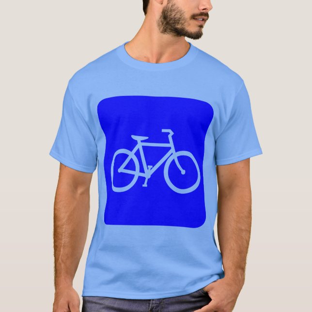 Bicycle Sign - Blue T-Shirt (Front)