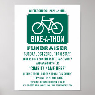 Bicycle Sign, Charity Bike-a-Thon Event Poster