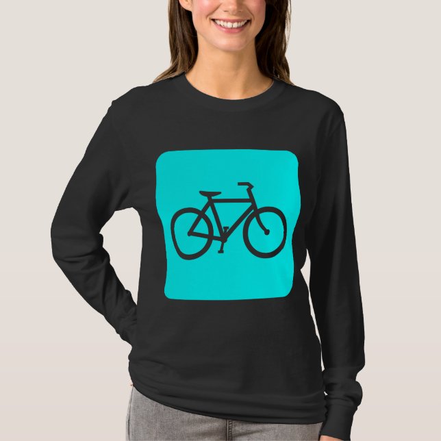 Bicycle Sign - Cyan T-Shirt (Front)