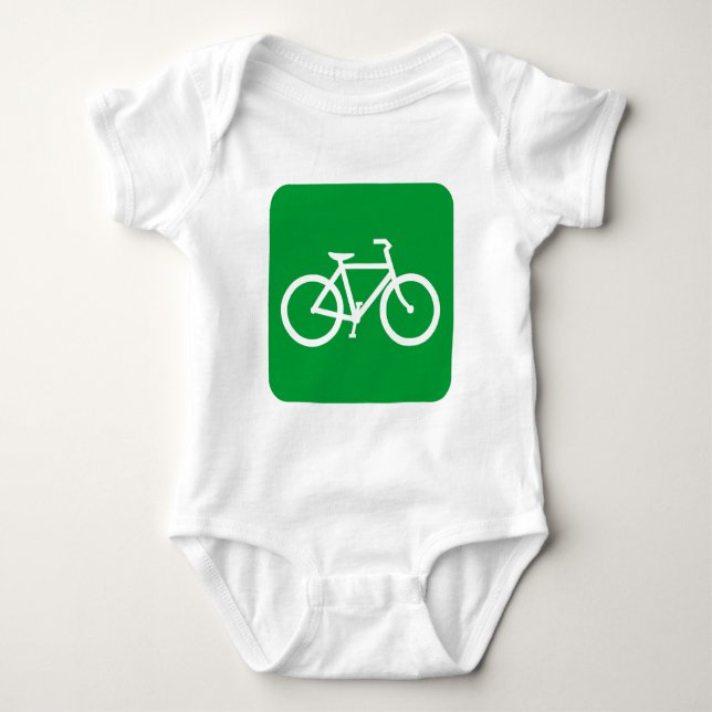 Bicycle Sign - Grass Green Baby Bodysuit (Front)
