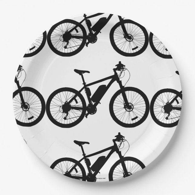 Bicycle Silhouette Paper Plate (Front)