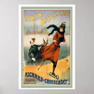 Bicycle Skate Patin Bicyclette France Vintage Poster