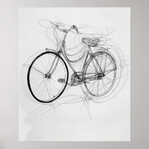 Bicycle sketch modern minimalist line art poster