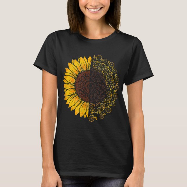 Bicycle Sunflower Bike Lover Biking Cycle Gift T-Shirt (Front)