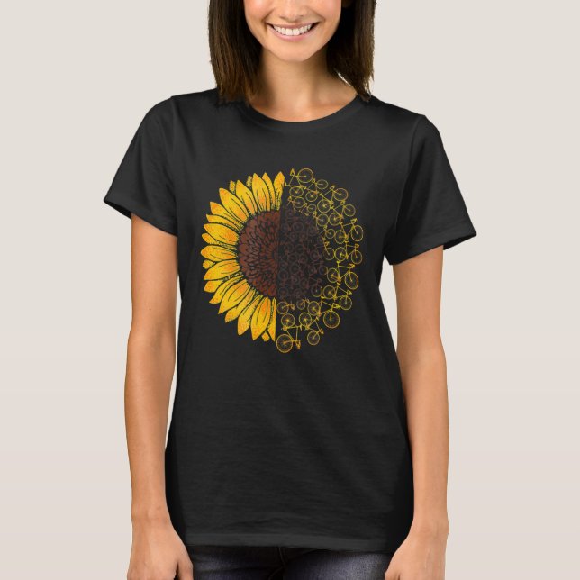 Bicycle Sunflower Tee Shirt Bike Lover gift (Front)