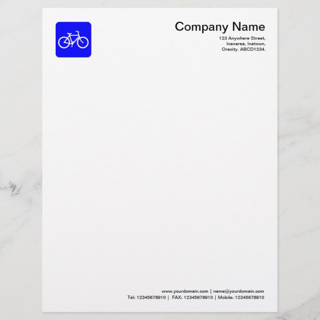 Bicycle Symbol - Blue Custom Letterhead (Front)