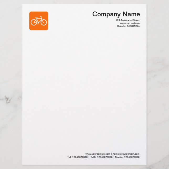 Bicycle Symbol - Orange Customised Letterhead (Front)