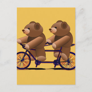 Bicycle Tandem, Teddy Bear Print Postcard