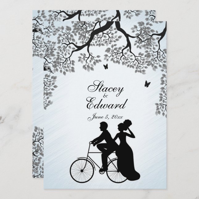 Bicycle  Theme Wedding Invitation Blue Sky (Front/Back)