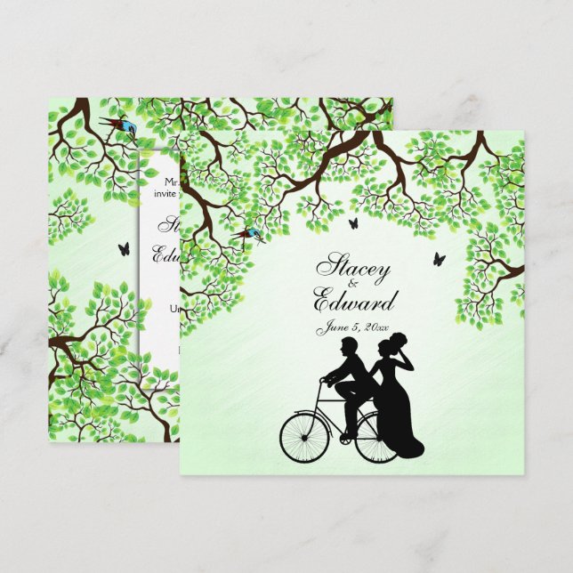 Bicycle Theme Wedding Invitation Mint (Front/Back)