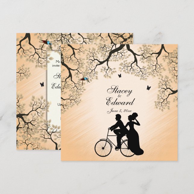 Bicycle Theme Wedding Invitation Sunset (Front/Back)