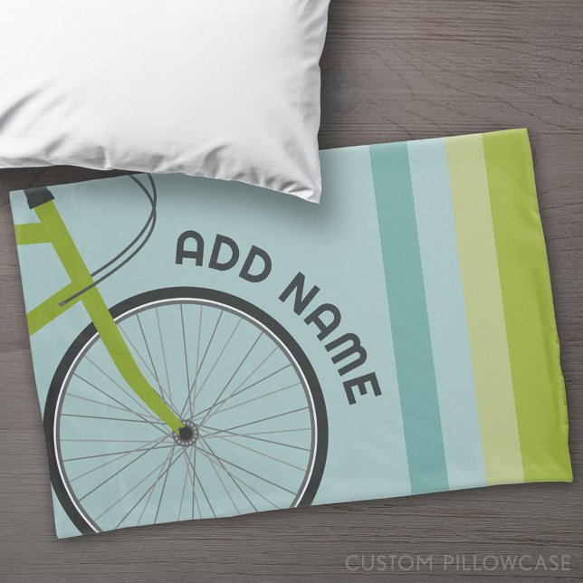 Bicycle Theme with Custom Text Pillowcase (Custom Pillowcase)