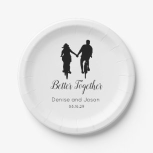 Bicycle Themed Better Together Wedding Paper Plate