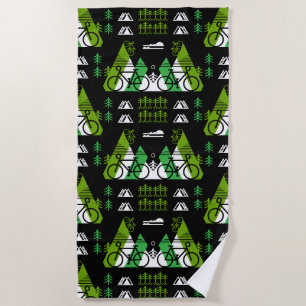 Bicycle-Themed Present Print Beach Towel