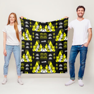 Bicycle-Themed Present Print Fleece Blanket