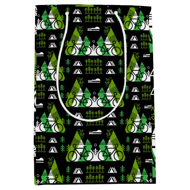 Bicycle-Themed Present Print Medium Gift Bag (Front)