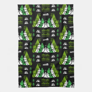 Bicycle-Themed Present Print Tea Towel