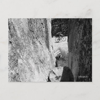 Bicycle Through the Granite B&W Postcard