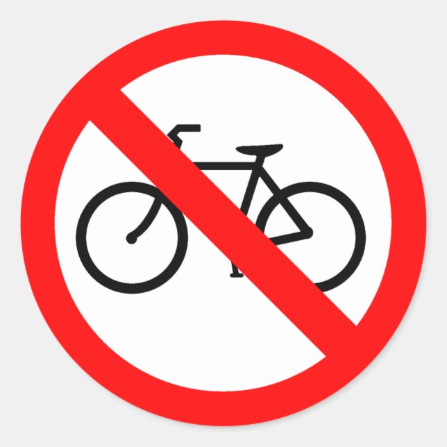 Bicycle Traffic Prohibited Highway Sign Classic Round Sticker (Front)