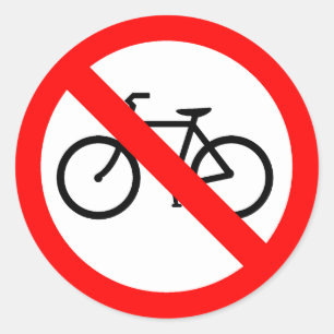 Bicycle Traffic Prohibited Highway Sign Classic Round Sticker