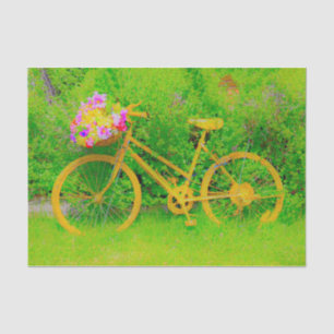 Bicycle Vintage Country Yellow Green Rustic Tissue Paper
