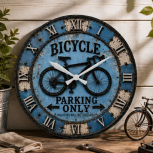 Bicycle Vintage Cycling Garage Decor Large Clock