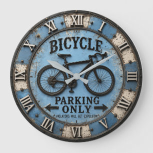 Bicycle Vintage Cycling Garage Decor Large Clock