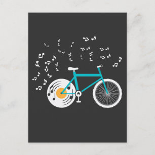 Bicycle Vinyl Record Player Bike Music Notes Postcard