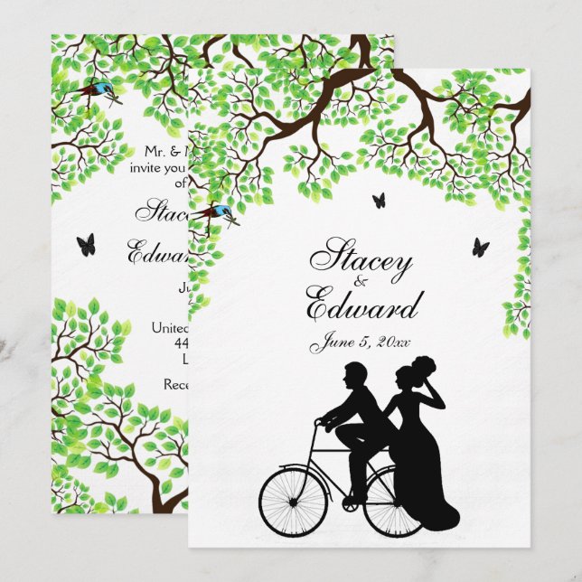  Bicycle Wedding Invitation  (Front/Back)