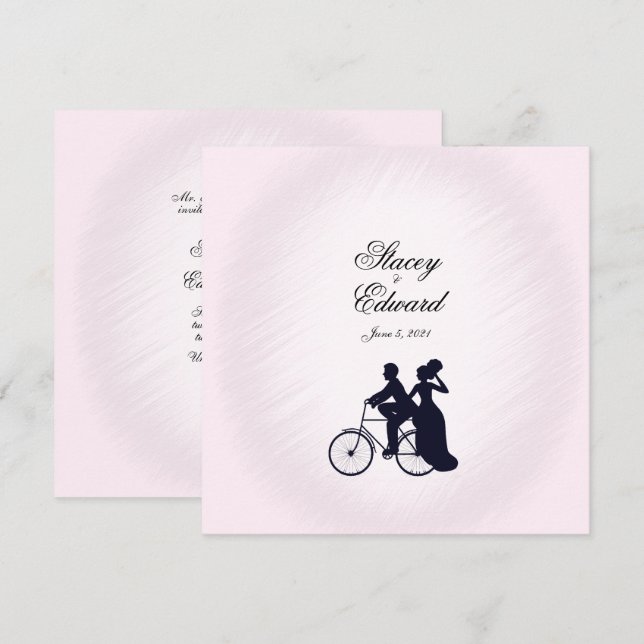 Bicycle Wedding Theme Pink Invitation (Front/Back)