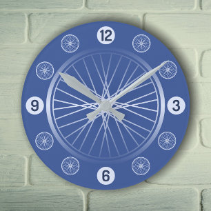 Bicycle wheels blue round clock