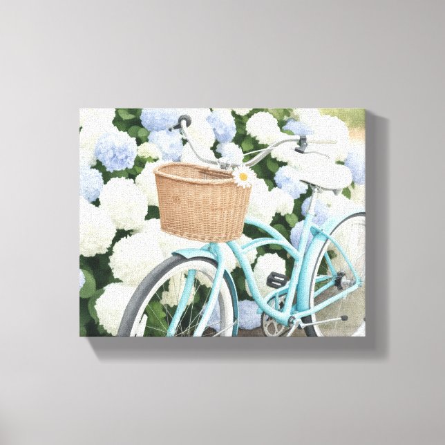 Bicycle with Basket Watercolor Canvas Print (Front)