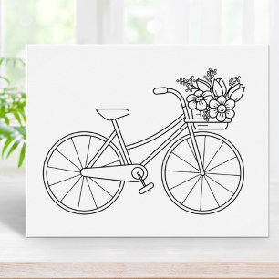 Bicycle with Flower Basket Colouring Page Poster
