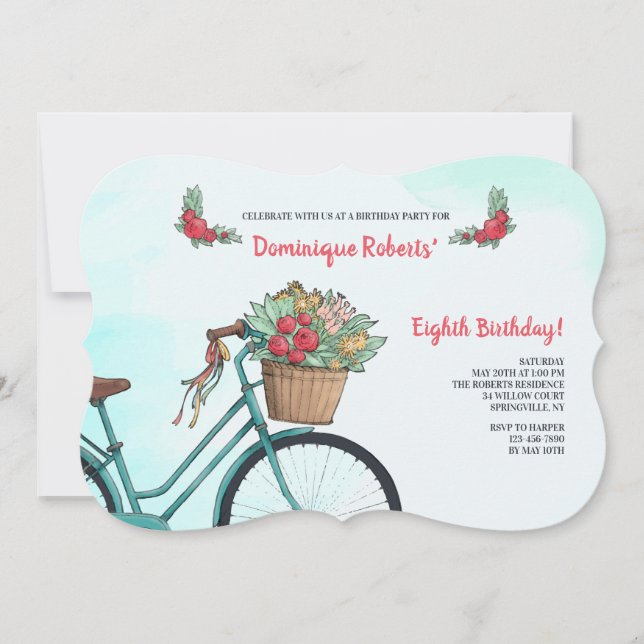 Bicycle With Flowers Invitation (Front)