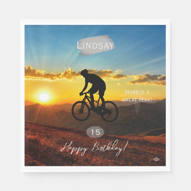 Bicycle with Sunset Background Napkin HAMbyWG (Front)
